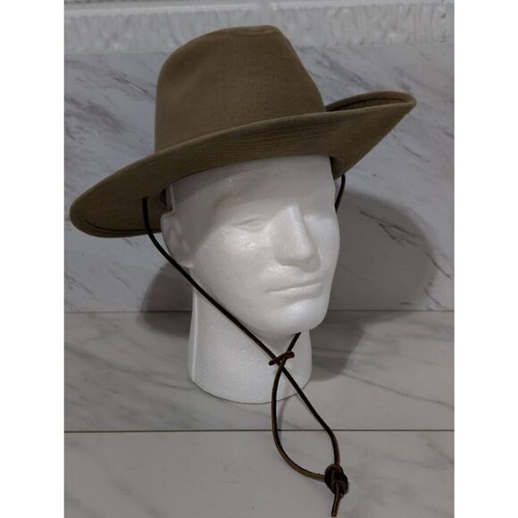 Dorfman Pacific Men's Tan Adjustable Chin Strap Wide Brim Hat - Picture 1 of 7